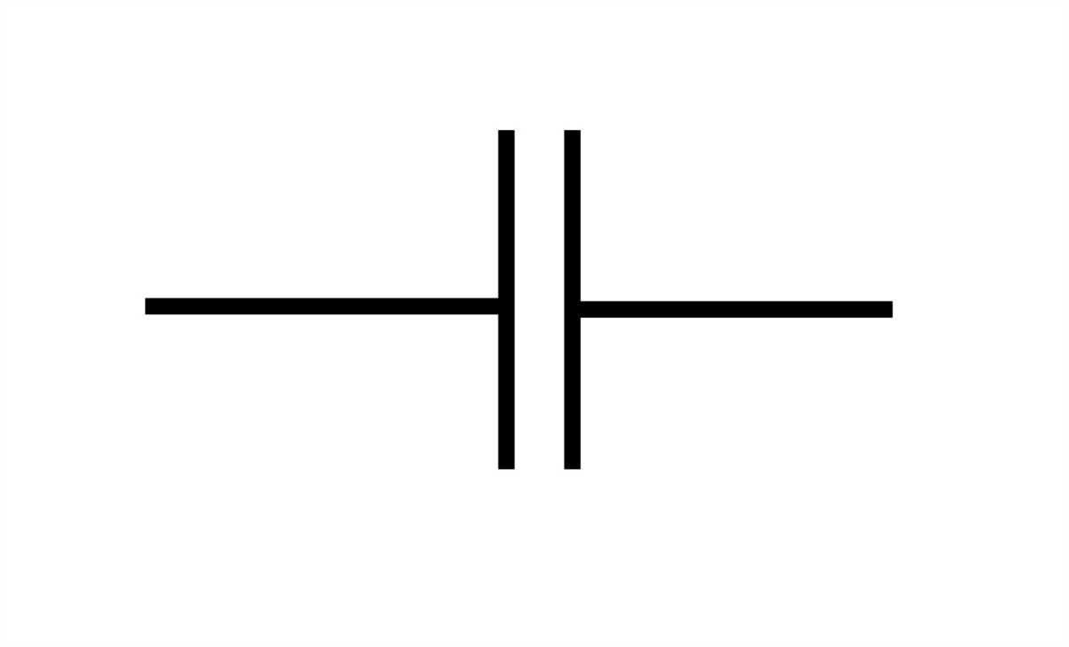 Circuit symbol for a capacitor.